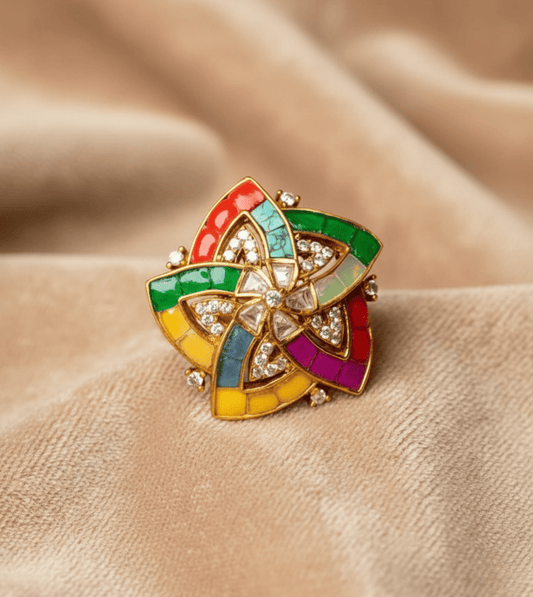 Roses & Regalia Dynamic Star Ring - 24k Gold Plated Women Ring | The Jewellery Vault
