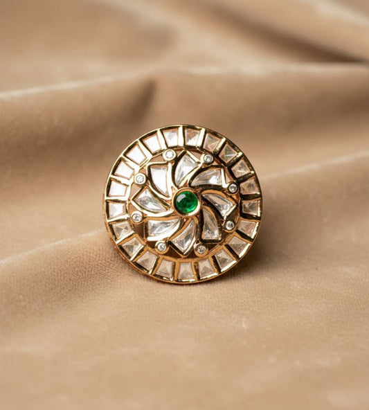 Ina Floret Artificial Ring - 24k Gold Plated Women Ring | The Jewellery Vault