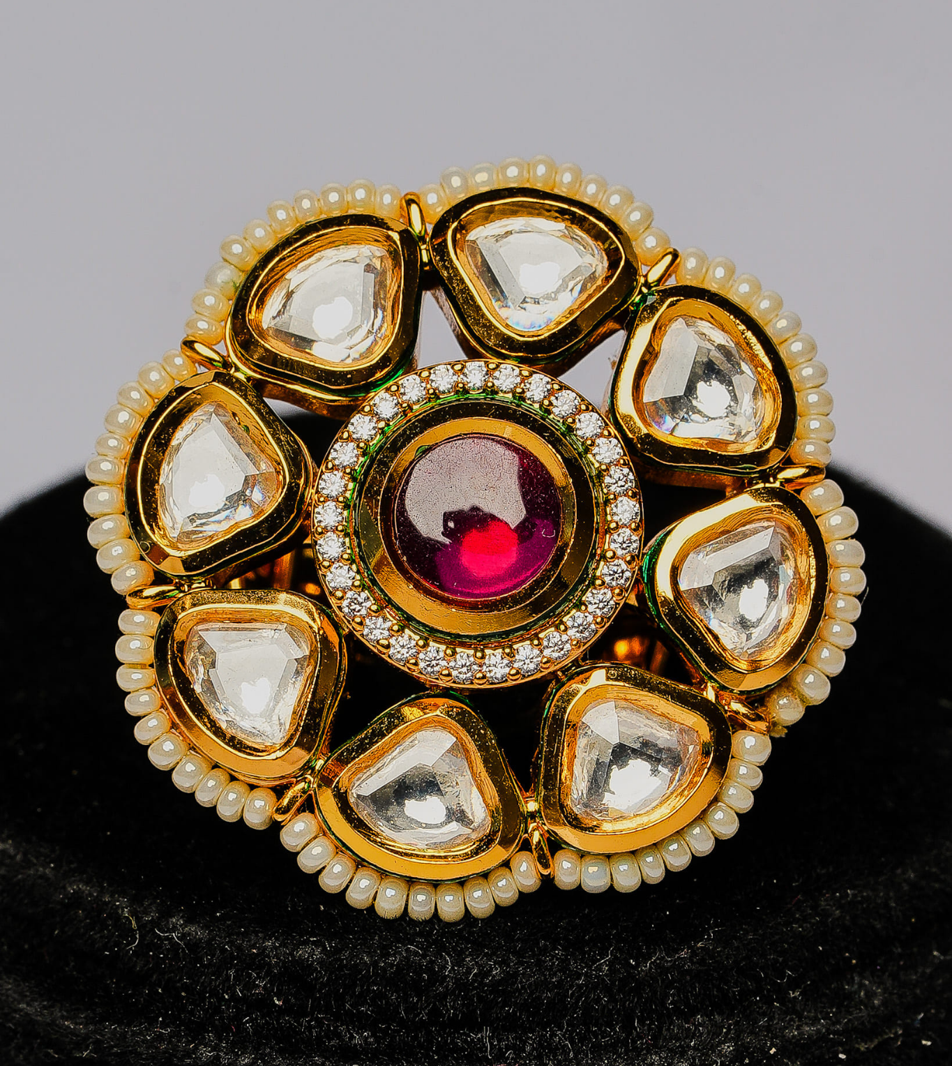 American Floral Women Ring - 24k Gold Plated Women Ring | The Jewellery Vault