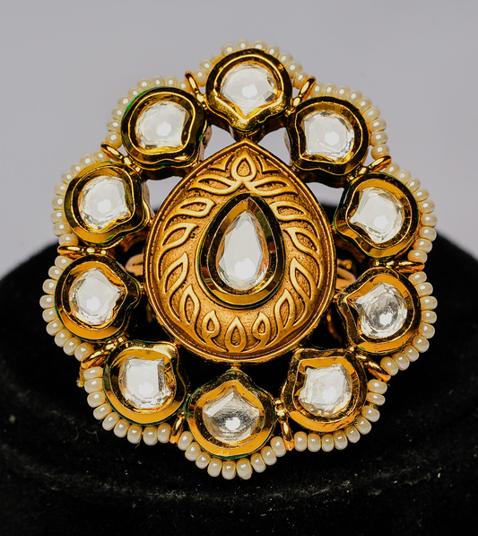 Golden Yellow Stone Studded Drop Earrings - 24k Gold Plated Women Ring | The Jewellery Vault