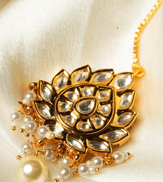Maang Tika Leaf Design - 24k Gold Plated maang tika | The Jewellery Vault