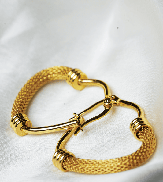 Heart Design Earing - 24k Gold Plated Earing | The Jewellery Vault