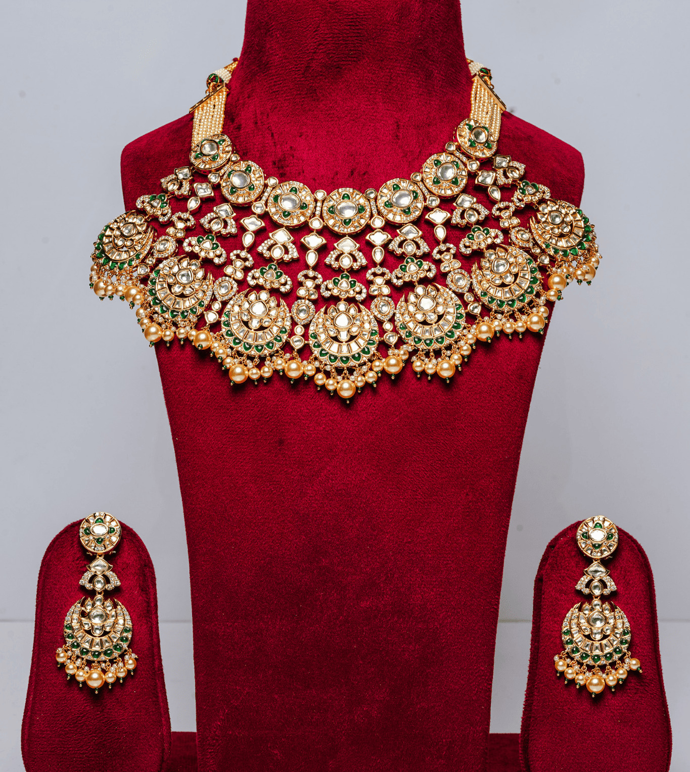 Golden Floral Design Bridal Set - 24k Gold Plated Bridel set | The Jewellery Vault