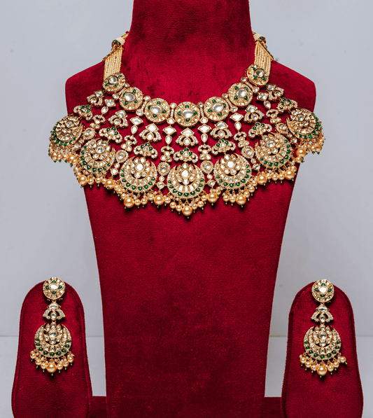 Golden Floral Design Bridal Set - 24k Gold Plated Bridel set | The Jewellery Vault
