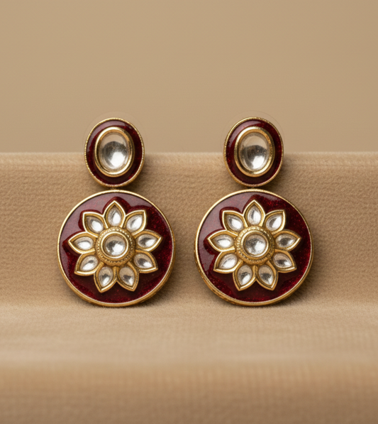 Lotus Design Tops - 24k Gold Plated Earing | The Jewellery Vault