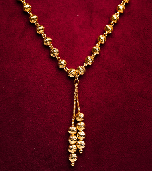 T-shape 24Kt Gold Plated Moti Mala Ladies - 24k Gold Plated T-shape chain | The Jewellery Vault