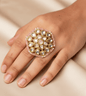 Pink Hexagon Pearls Ring - 24k Gold Plated Women Ring | The Jewellery Vault