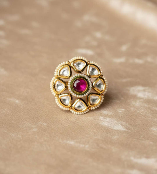 American Floral Women Ring - 24k Gold Plated Women Ring | The Jewellery Vault