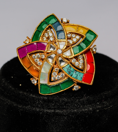 Roses & Regalia Dynamic Star Ring - 24k Gold Plated Women Ring | The Jewellery Vault