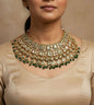 Brass Kundan Green Beads Bridal Jewellery Set - 24k Gold Plated Bridel set | The Jewellery Vault