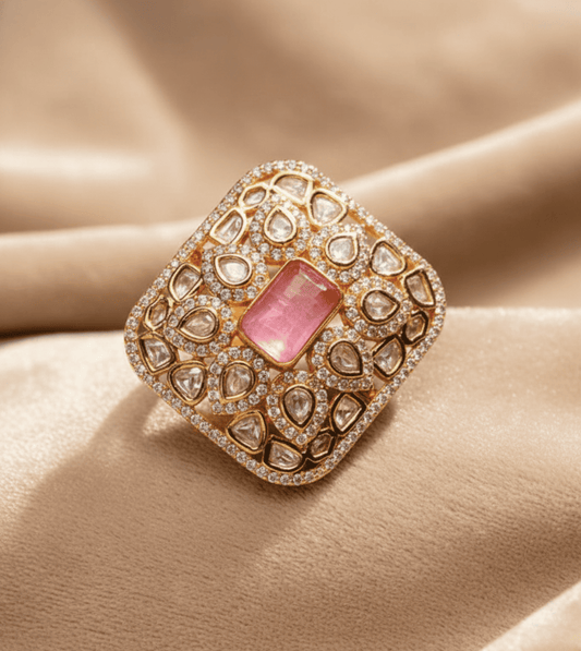 Premium Royal Snowdrop Ring - 24k Gold Plated Women Ring | The Jewellery Vault