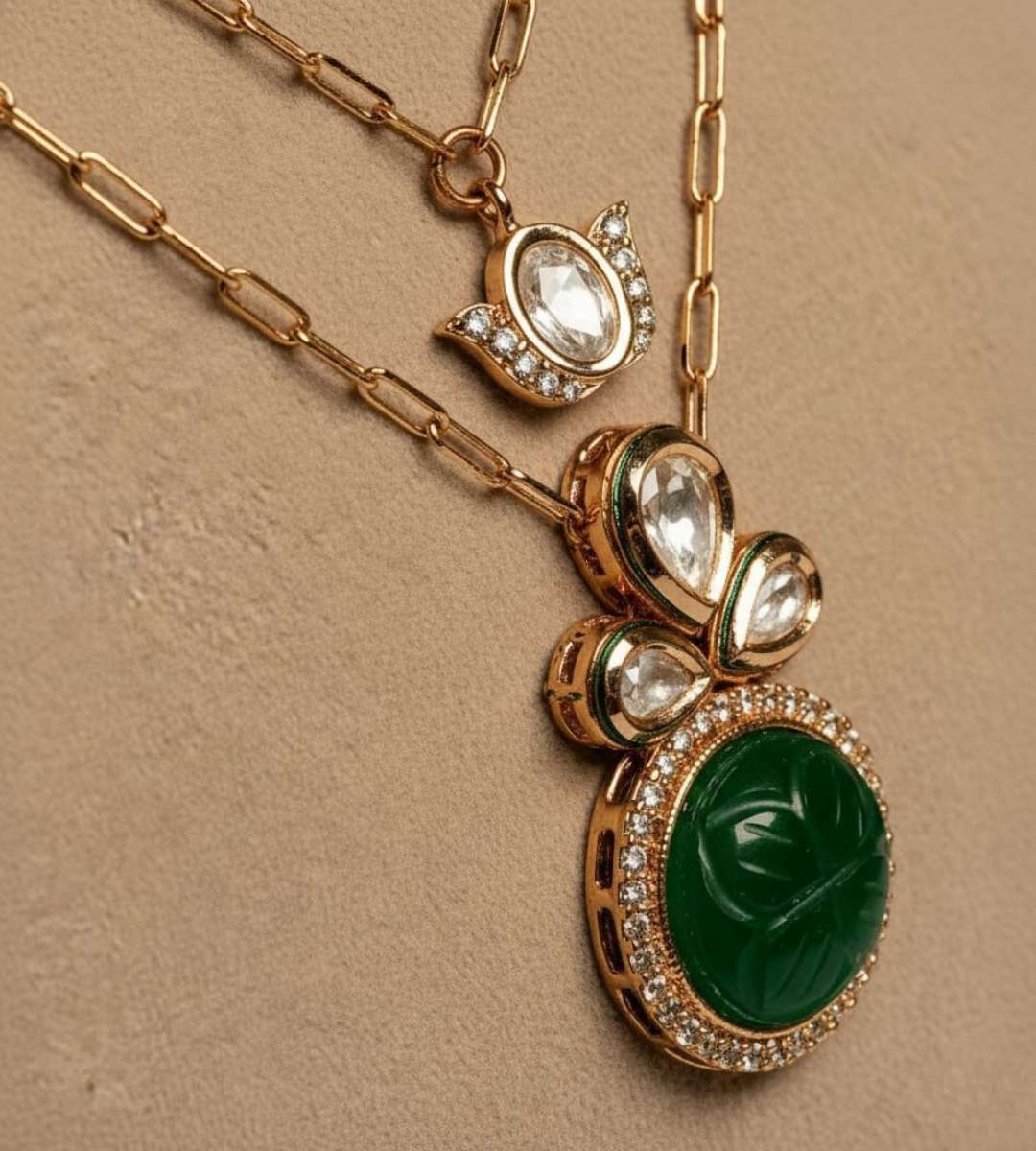 Brass Kundan Pearl Necklace Set - 24k Gold Plated Bridel set | The Jewellery Vault