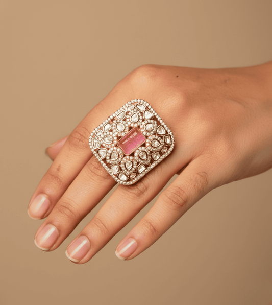 Premium Royal Snowdrop Ring - 24k Gold Plated Women Ring | The Jewellery Vault