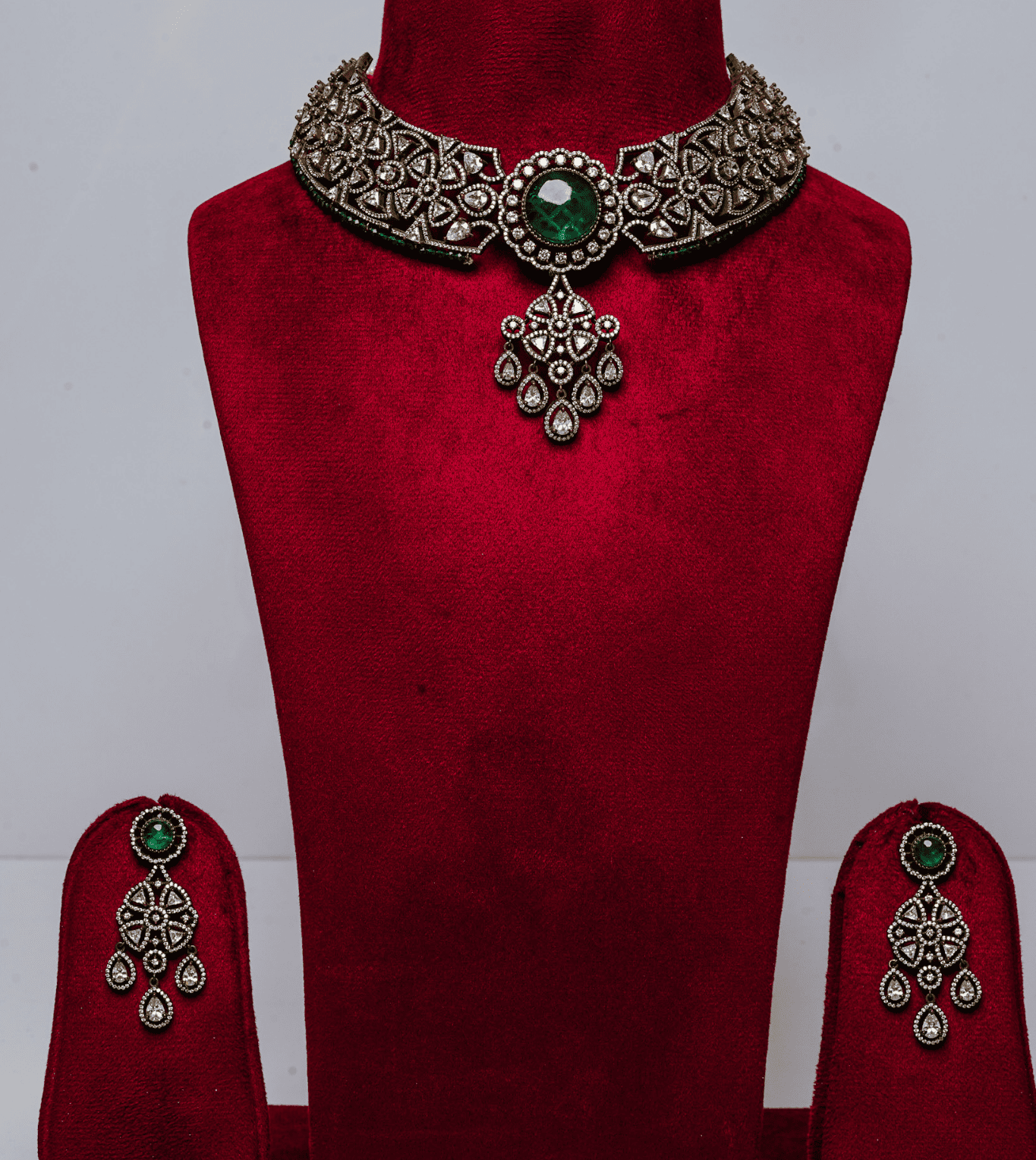 Garden Soul Diamond Necklace Set - 24k Gold Plated Bridel set | The Jewellery Vault