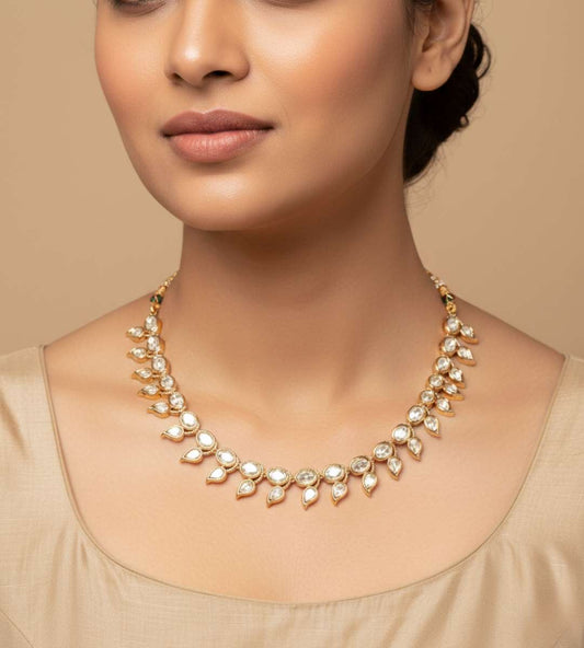 Pure Glow Diamond Zirconia Necklace Set - 24k Gold Plated Earing | The Jewellery Vault