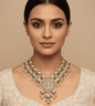 Kundan Pearl Green Stone Necklace Set - 24k Gold Plated Bridel set | The Jewellery Vault