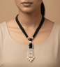 Blue Stone Diamond Necklace with Mini Drop Jewellery Set - 24k Gold Plated Bridel set | The Jewellery Vault