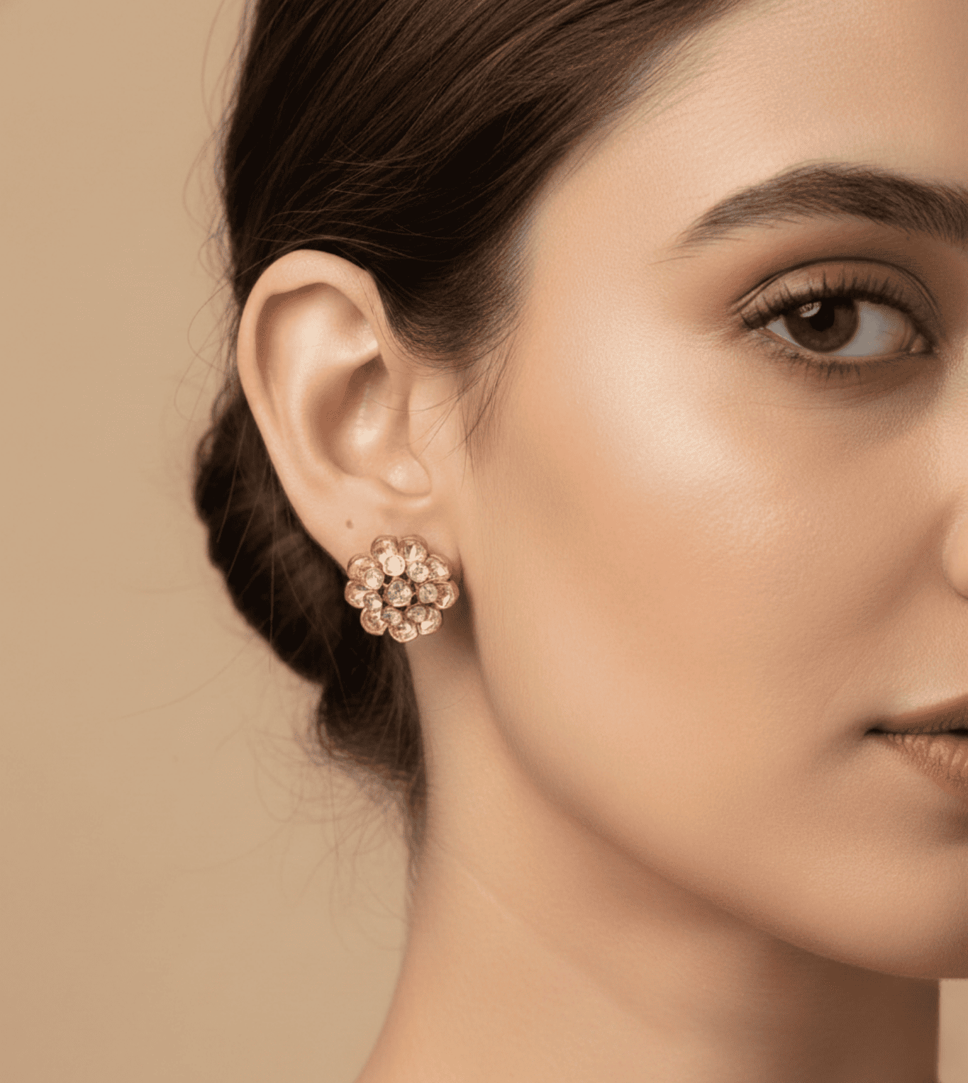 Stone Studded Gold Hoop Tops - 24k Gold Plated Earing | The Jewellery Vault