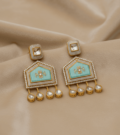 Square Pearl Stud Jhumka - 24k Gold Plated Jhumka | The Jewellery Vault