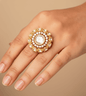 Golden Cocktail Design Women Ring - 24k Gold Plated Women Ring | The Jewellery Vault