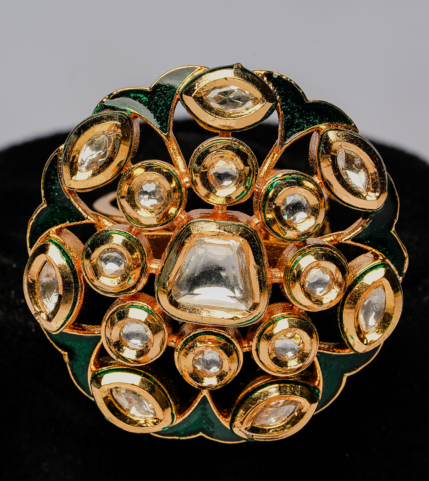 Roses & Regalia Kundan Ring - 24k Gold Plated Women Ring | The Jewellery Vault