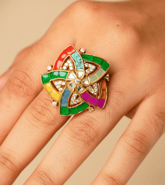 Roses & Regalia Dynamic Star Ring - 24k Gold Plated Women Ring | The Jewellery Vault