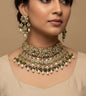 Diamond Zirconia Pearl Choker Necklace Set - 24k Gold Plated Bridel set | The Jewellery Vault