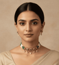 Royal Garden Green Necklace Set - 24k Gold Plated Bridel set | The Jewellery Vault