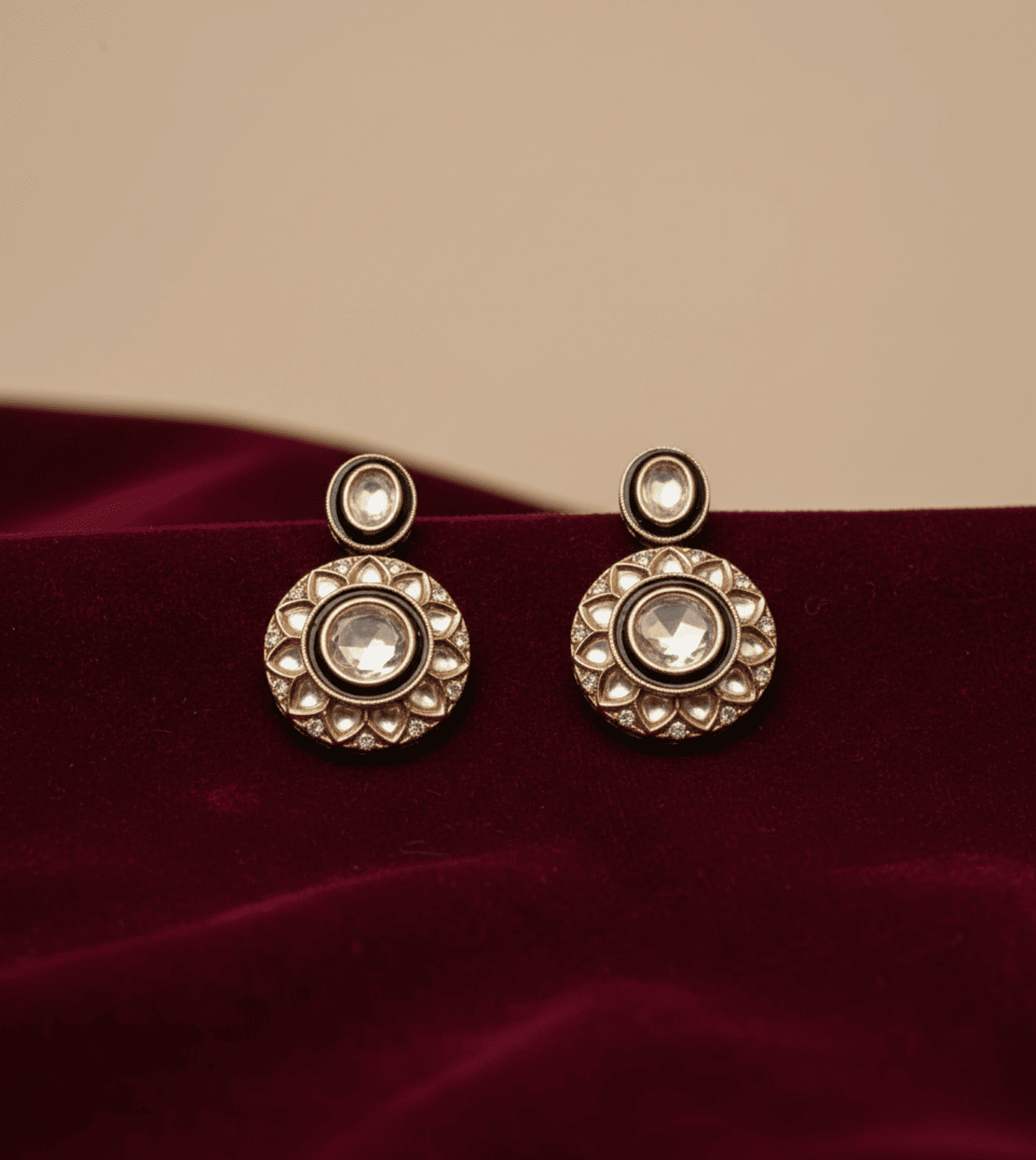 Round Design Top TTZ - 24k Gold Plated Earing | The Jewellery Vault