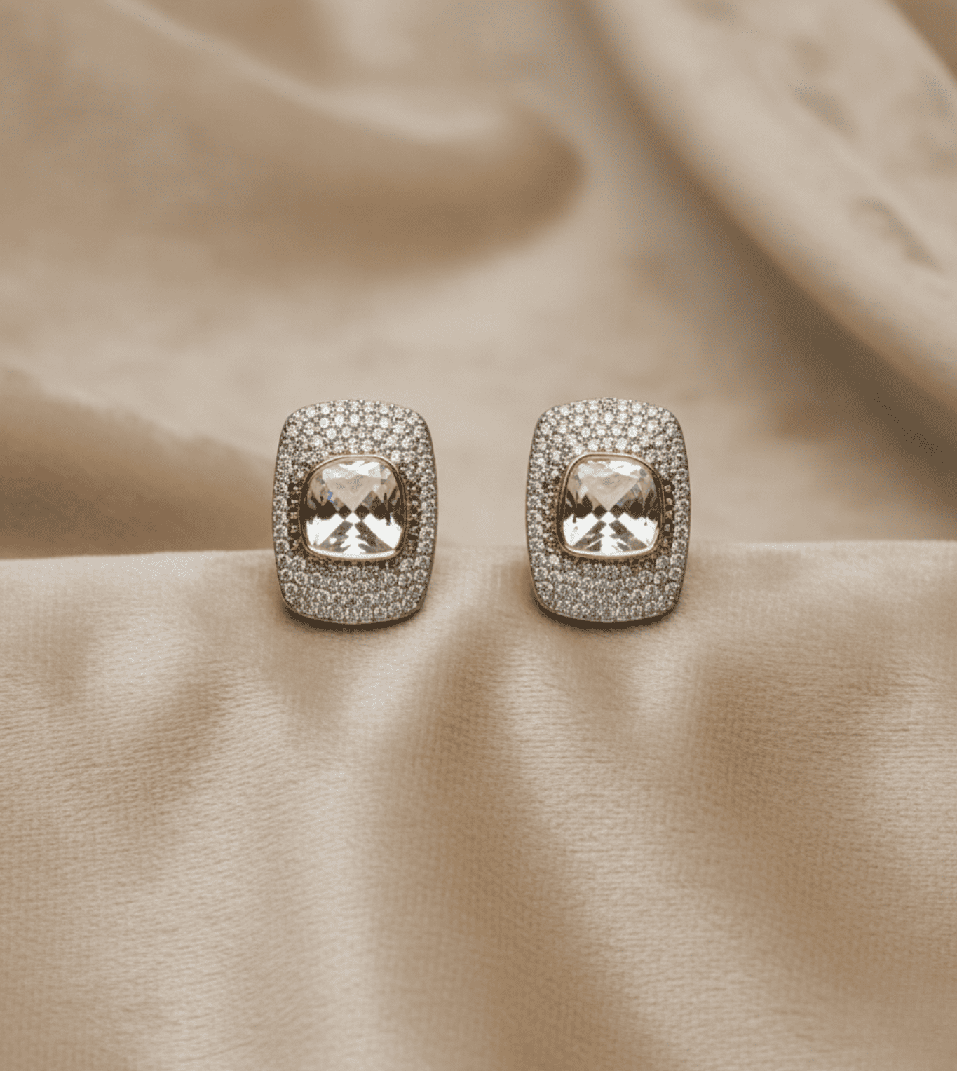 Square Design Tops - 24k Gold Plated Earing | The Jewellery Vault
