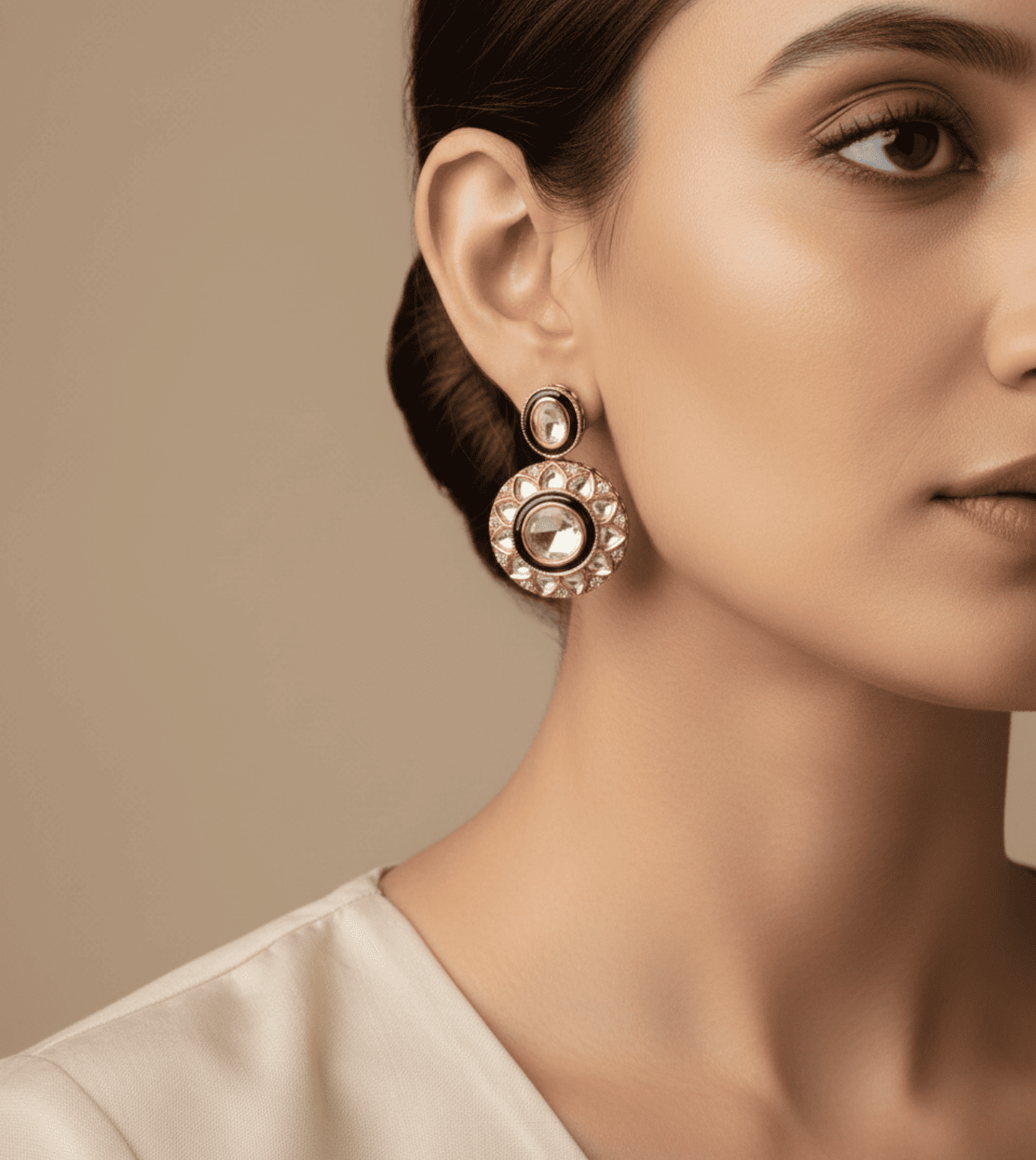 Round Design Top TTZ - 24k Gold Plated Earing | The Jewellery Vault