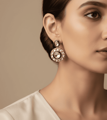 Round Design Top TTZ - 24k Gold Plated Earing | The Jewellery Vault
