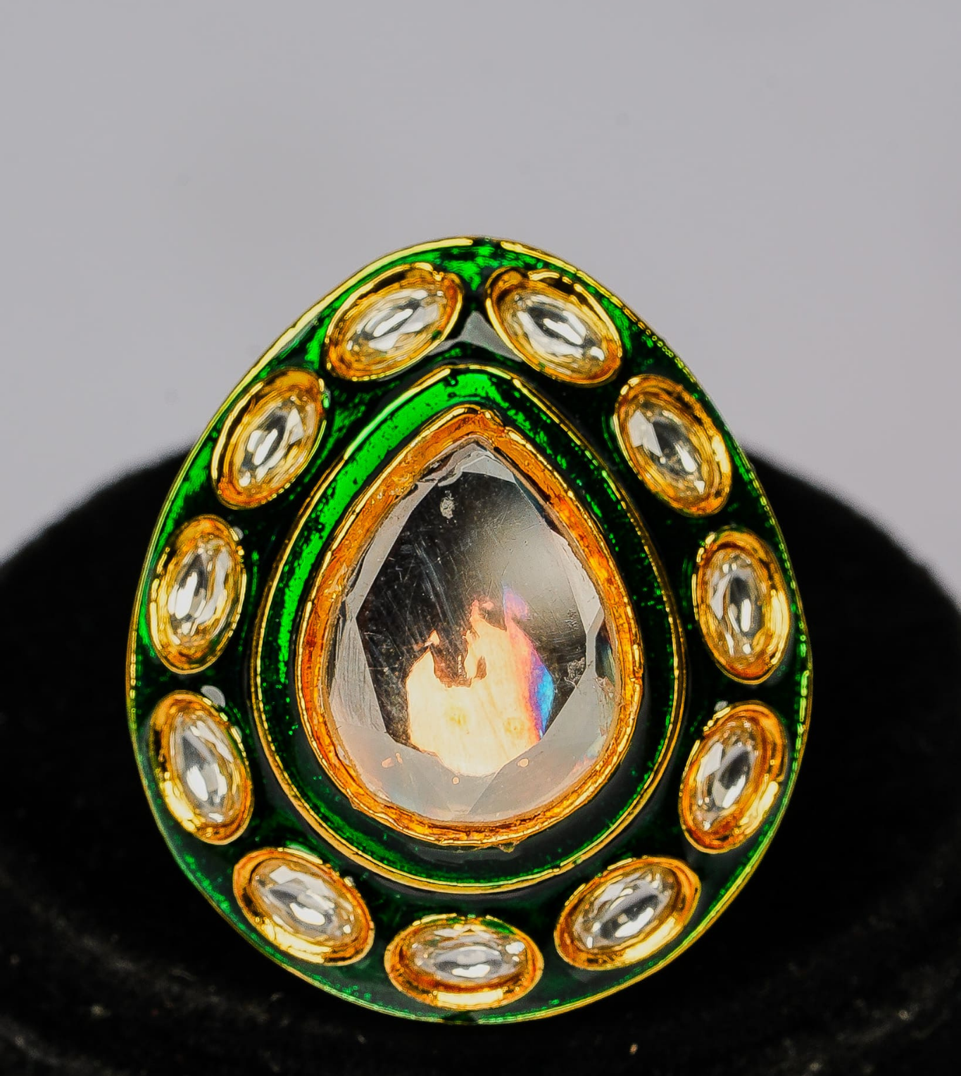 Pearl American White Teardrop Ring - 24k Gold Plated Women Ring | The Jewellery Vault