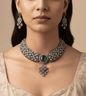 Garden Soul Diamond Necklace Set - 24k Gold Plated Bridel set | The Jewellery Vault