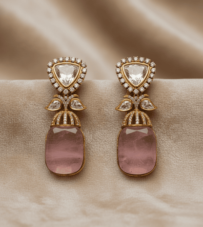 Triangle Design Hanging Earings - 24k Gold Plated Jhumka | The Jewellery Vault