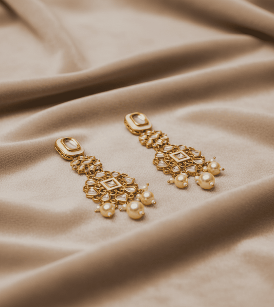 Charismatic Oval Pearl Jhumka - 24k Gold Plated Jhumka | The Jewellery Vault