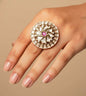 Pink Floret Artificial Ring - 24k Gold Plated Women Ring | The Jewellery Vault