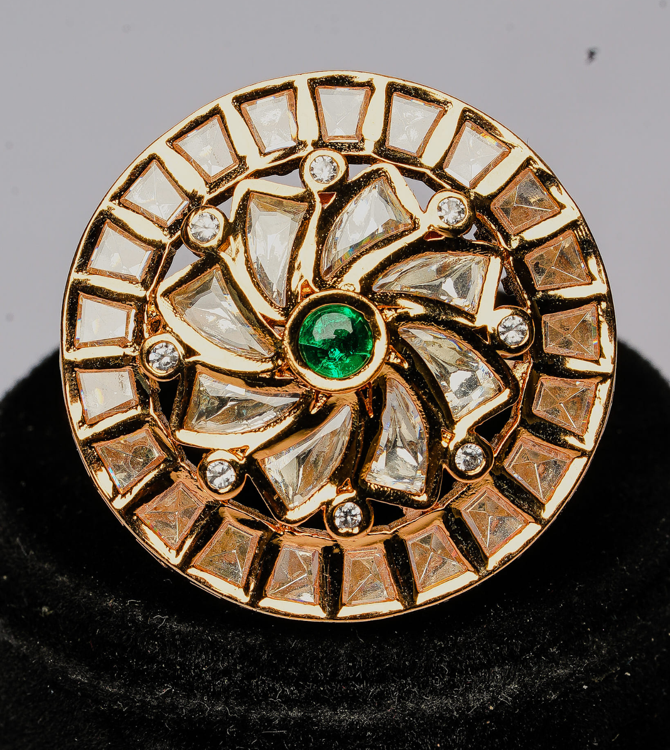 Ina Floret Artificial Ring - 24k Gold Plated Women Ring | The Jewellery Vault