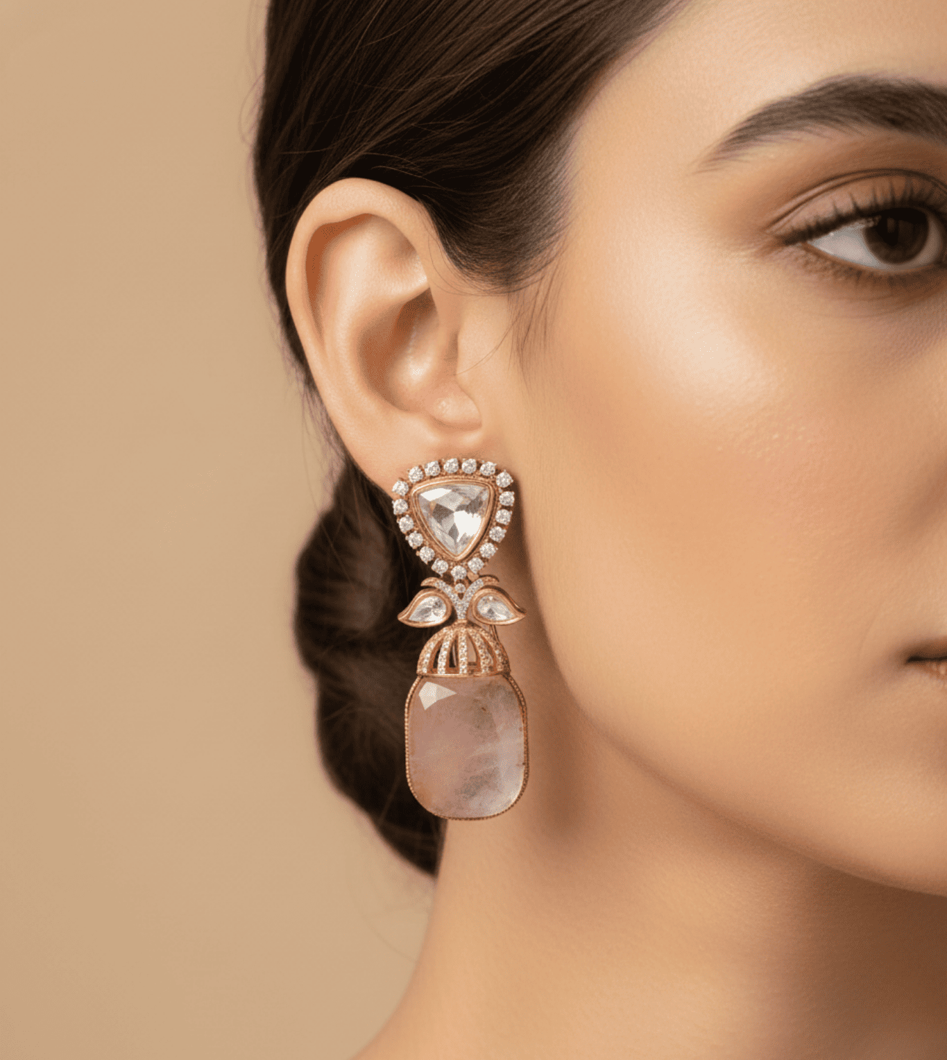 Triangle Design Hanging Earings - 24k Gold Plated Jhumka | The Jewellery Vault
