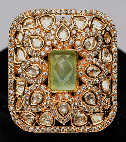 Royal Snowdrop Square Ring - 24k Gold Plated Women Ring | The Jewellery Vault