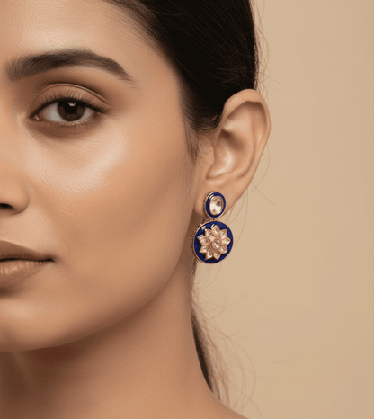 Round Design Tops Earings - 24k Gold Plated Earing | The Jewellery Vault