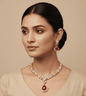 Floral Elegance Polki Style Choker Necklace Mini - 24k Gold Plated Bridel set | The Jewellery Vault