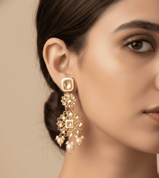 Charismatic Oval Pearl Jhumka - 24k Gold Plated Jhumka | The Jewellery Vault