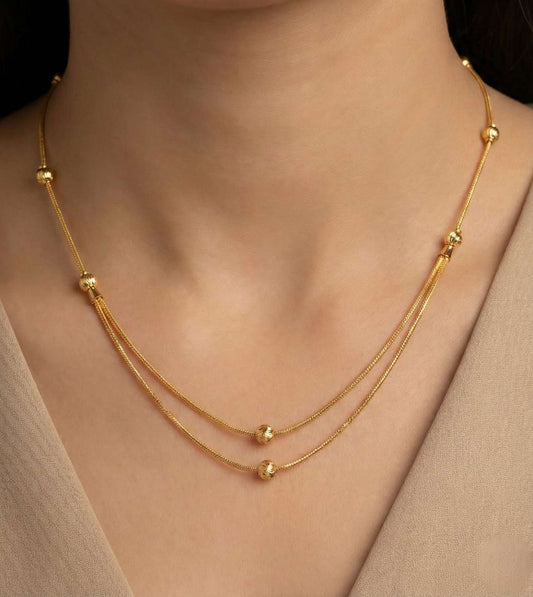 24Kt Gold Plated Pearl Designer Women Chain - 24k Gold Plated 1 Gram Gold Jewelry | The Jewellery Vault