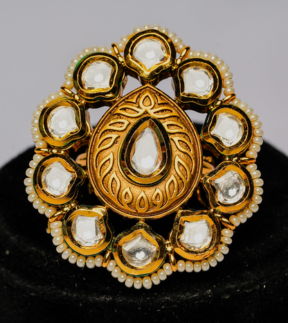 Golden Yellow Stone Studded Drop Earrings - 24k Gold Plated Women Ring | The Jewellery Vault