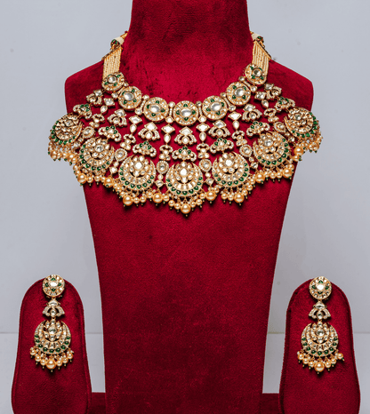Golden Floral Design Bridal Set - 24k Gold Plated Bridel set | The Jewellery Vault