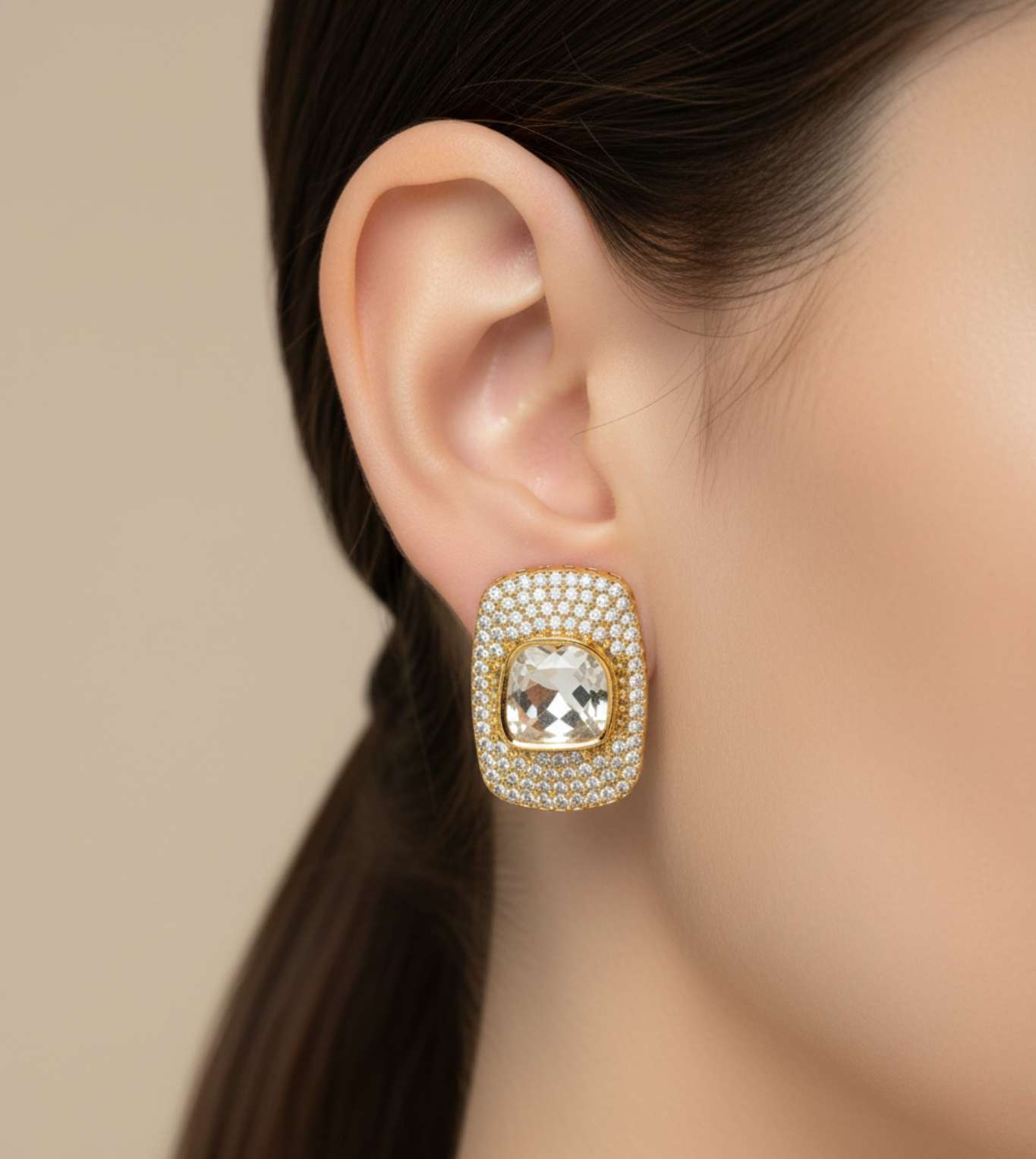 Square Design Tops - 24k Gold Plated Earing | The Jewellery Vault
