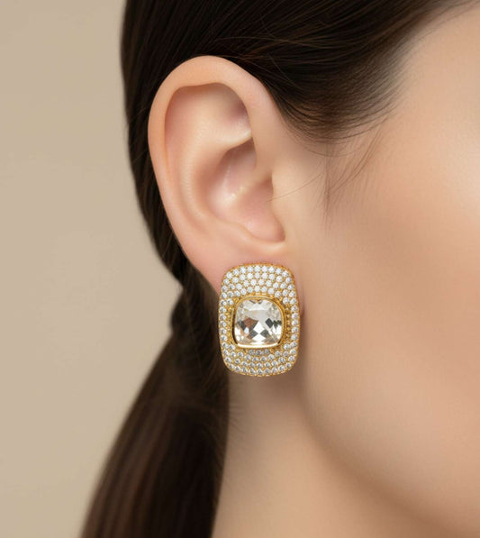 Square Design Tops - 24k Gold Plated Earing | The Jewellery Vault