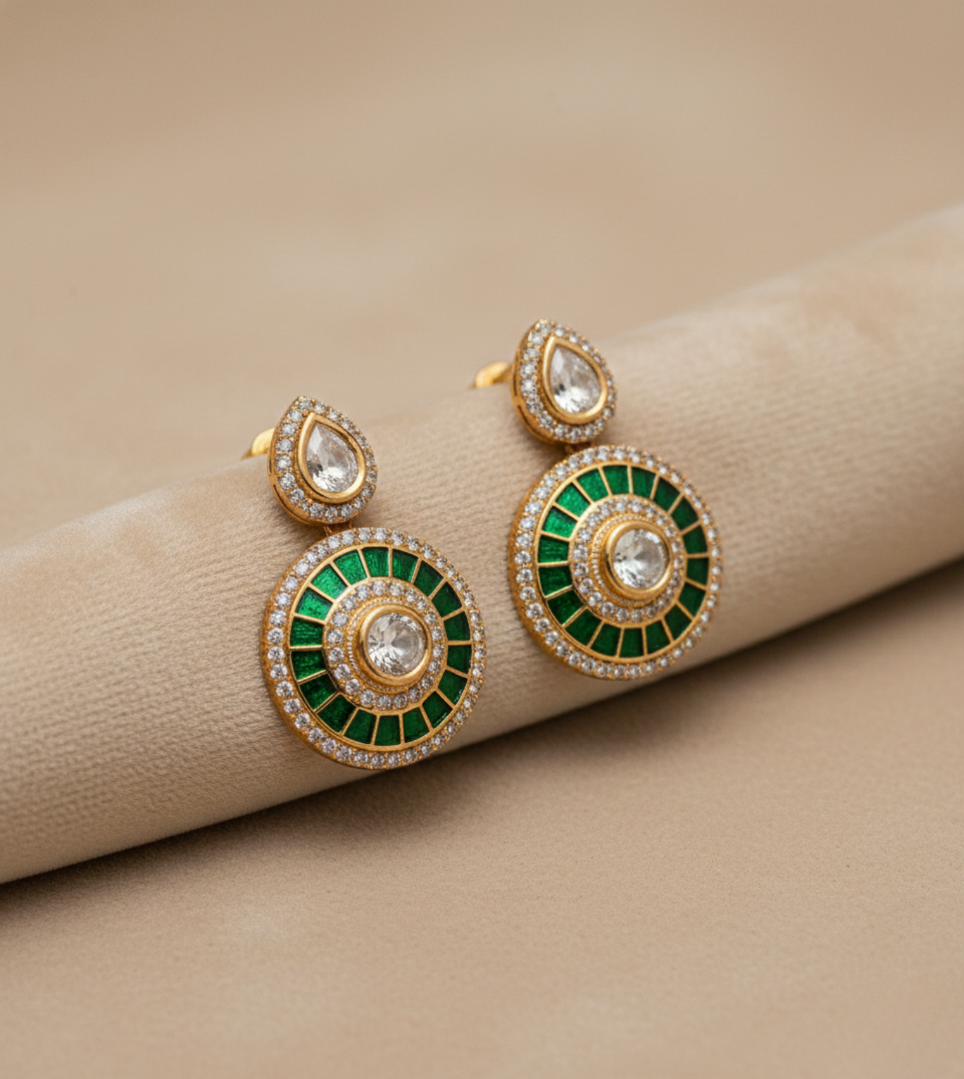 Round Design Tops - 24k Gold Plated Earing | The Jewellery Vault