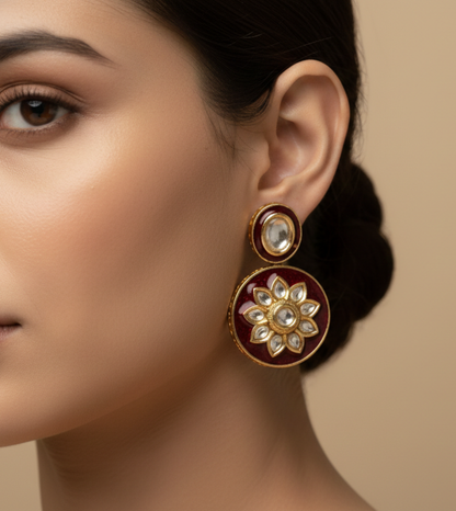 Lotus Design Tops - 24k Gold Plated Earing | The Jewellery Vault